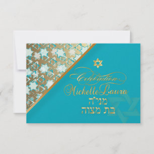 PixDezines uAwg grunge Bar mitzvah/blau/gold RSVP Karte