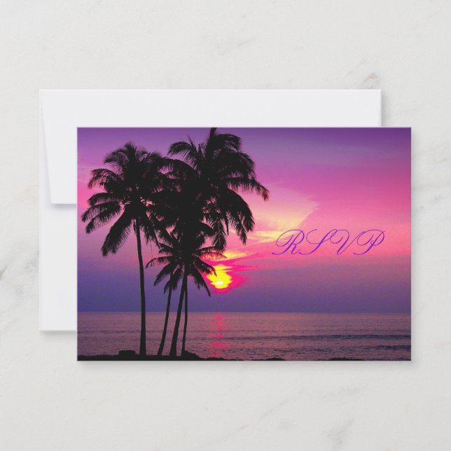 PixDezines uAwg Hawaiian Sunset Beach Scence RSVP Karte (Vorderseite)