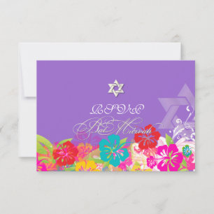 PixDezines uAwg Hibiskus/Mitzvah/Deuy Hintergrund RSVP Karte