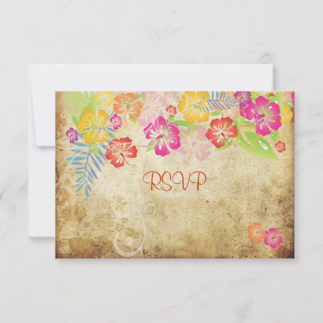 PixDezines UAWG Hibiskus + Wirbel RSVP Karte (Vorderseite)