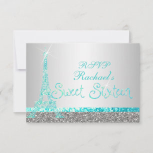PixDezines uAwg Imitats Glitzer eiffel/16 . Geburt RSVP Karte