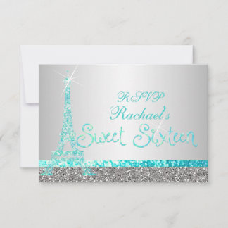 PixDezines uAwg Imitats Glitzer eiffel/16 . Geburt RSVP Karte