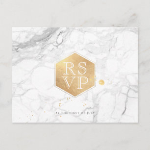 PixDezines UAWG/MARBLE+IMITATS GOLD HONEYCOMB Einladungspostkarte