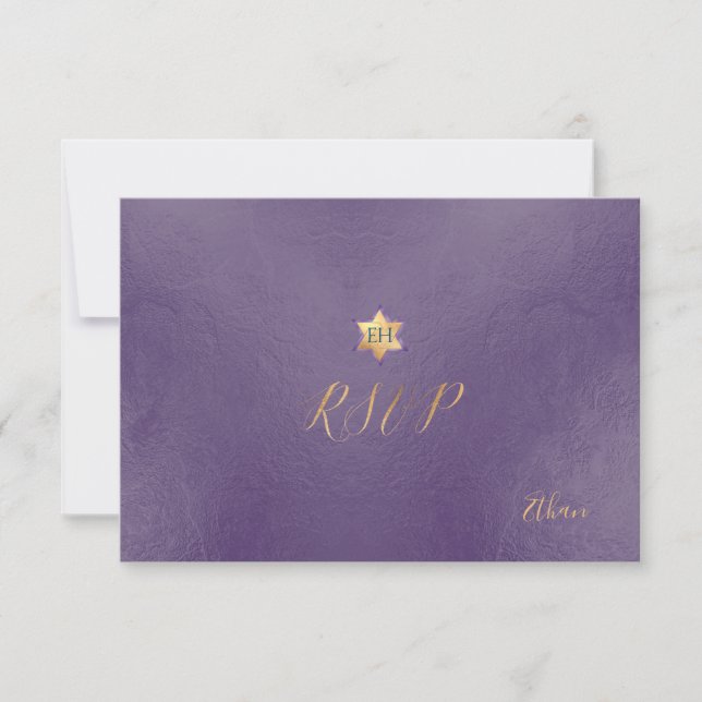 PixDezines UAWG Minimalist Dusty Lila Mitzvah ✡ RSVP Karte (Vorderseite)