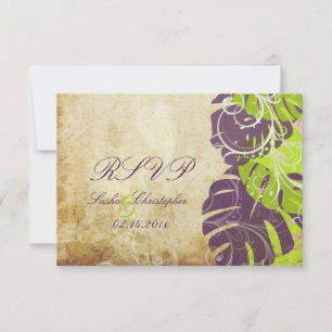 PixDezines uAwg Monstera, tropische Blätter+Wirbel RSVP Karte