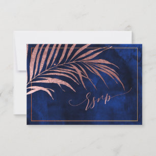 PixDezines UAWG, Palmfronten Imitate Rose Gold RSVP Karte