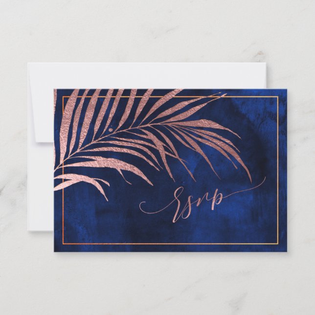 PixDezines UAWG, Palmfronten | Imitate Rose Gold RSVP Karte (Vorderseite)