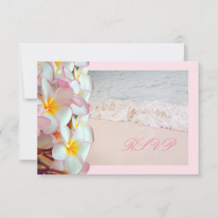 PixDezines UAWG PINK PLUMERIA/BEACH/DIY trim RSVP Karte