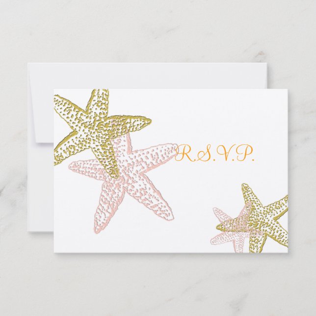 PixDezines uAwg Pink Starfish, Hochzeit am Strand RSVP Karte (Vorderseite)