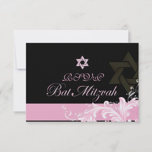PixDezines uAwg pink Wirbel/Bat Mitzvah Einladung (Vorderseite)