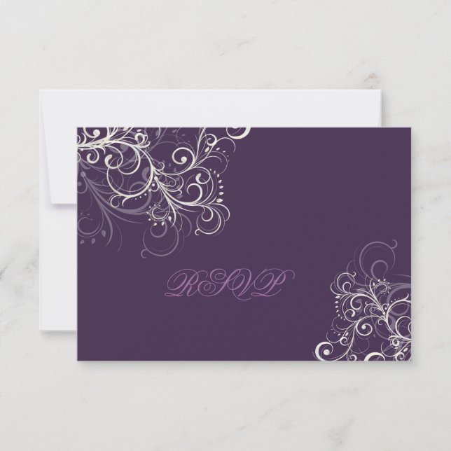 PixDezines uAwg plum+Perl-Wirbel RSVP Karte (Vorderseite)
