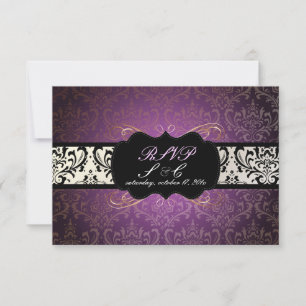 PixDezines uAwg Rossi Damask, Champagne+Pflaume RSVP Karte