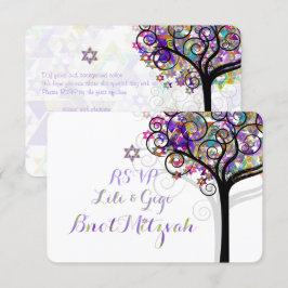 PixDezines UAWG TREE DES LEBENS Bnot MITZVAH/LILA Einladung
