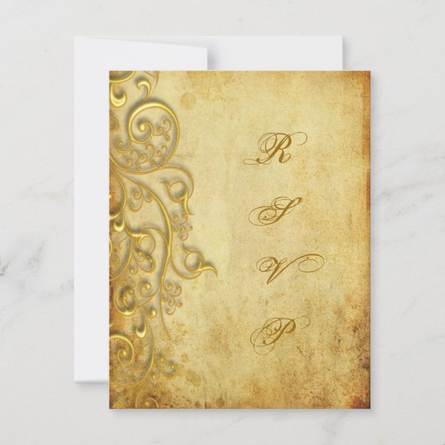 PixDezines uAwg vergoldete goldene Wirbel RSVP Karte (Vorderseite)