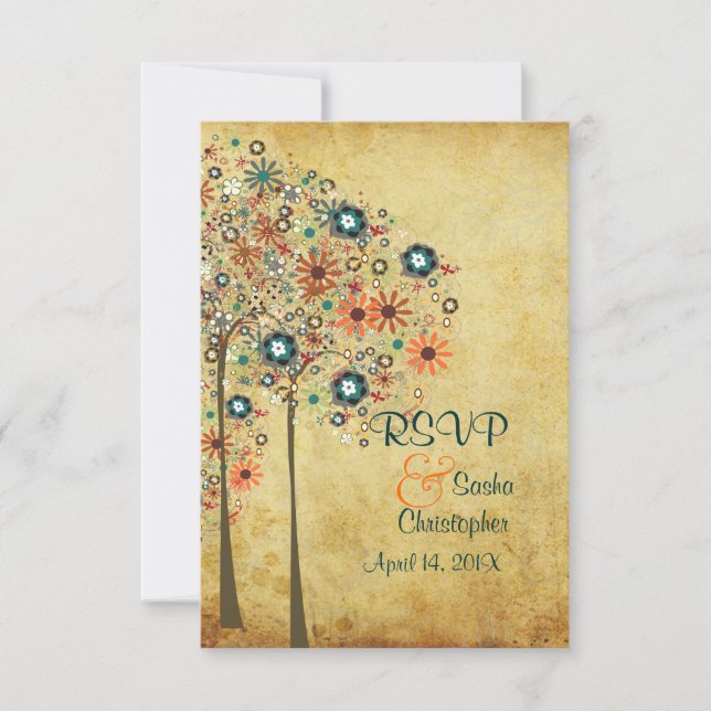 PixDezines uAwg Vintage Herbstblüten RSVP Karte (Vorderseite)