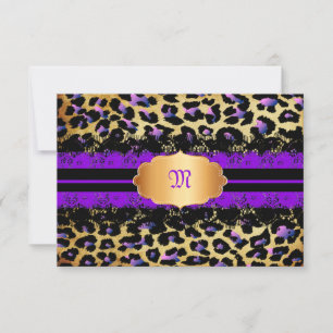 PixDezines-uAwg, Vintage Spitze+Gepard/lila+pink RSVP Karte
