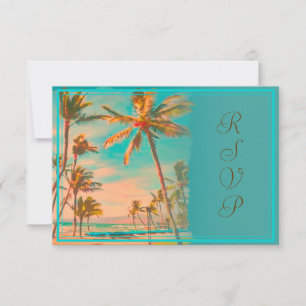 PixDezines uAwg Vintager hawaiianischer Strand/aqu RSVP Karte