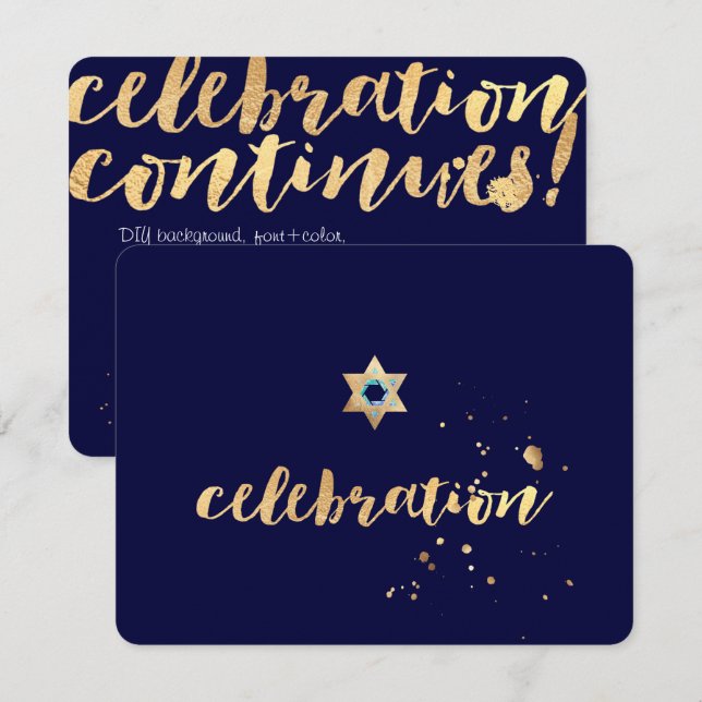 PixDezines überschwemmt/gold/Bar Mitzvah/Empfang Einladung (Vorne/Hinten)