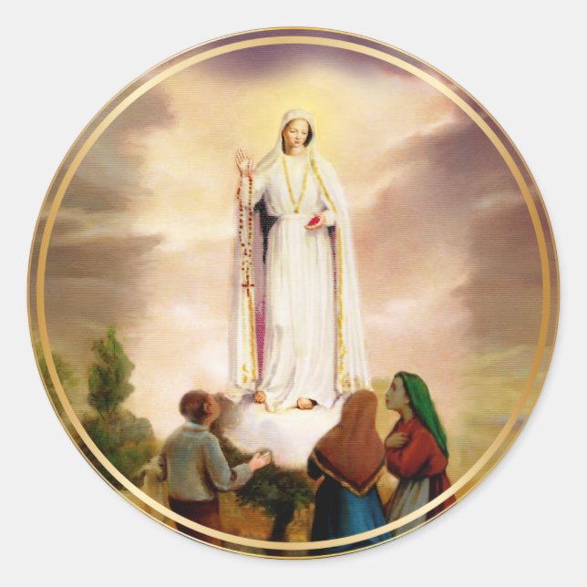 PixDezines unsere Lady von Fatima Runder Aufkleber (Vorderseite)