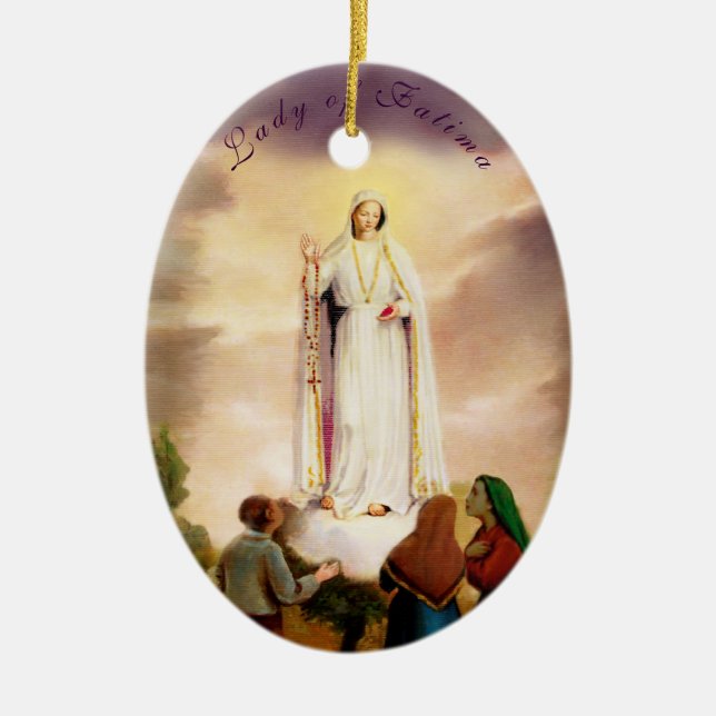 PixDezines Unsere Lady von Fatima, Text anpassbar  Keramik Ornament (Vorne)