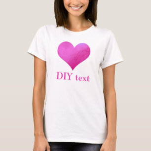 PixDezines Valentinstag Knallrosa Herz T-Shirt