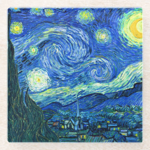 PixDezines Van Gogh Sternennacht/St. Remy Glasuntersetzer