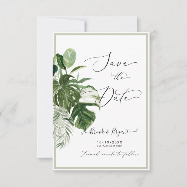 PixDezines Variegated Monstera n Tropical Foliage Einladung (Vorderseite)