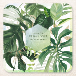 PixDezines-Variegation Monstera Tropischer Foliage Rechteckiger Pappuntersetzer