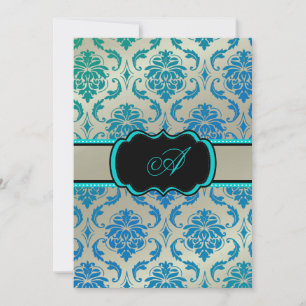 PixDezines Vendome Damask / Peacock Blue Einladung