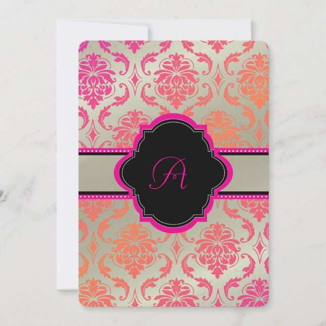 PixDezines Vendome Damask /Sherbet Einladung (Vorderseite)