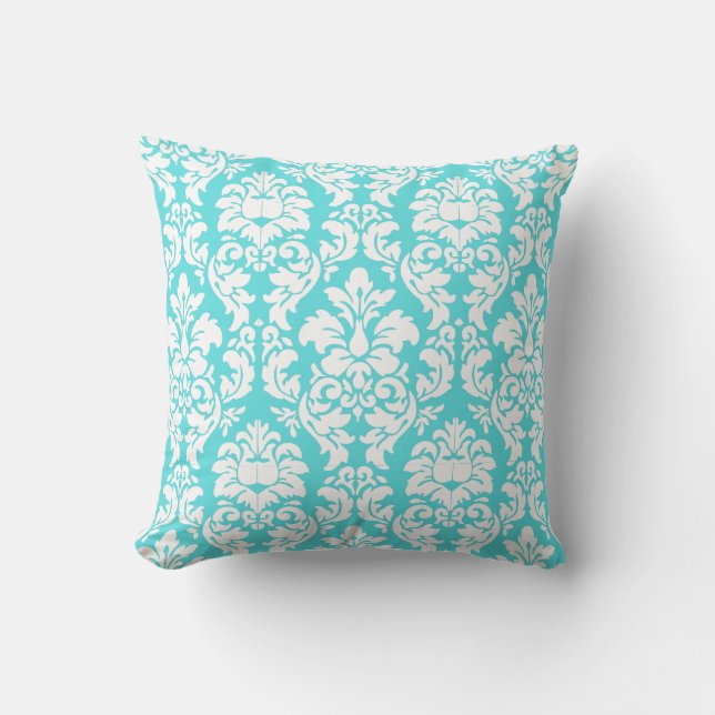 PixDezines versailles Damask/dive Hintergrundfarbe Kissen (Vorderseite)