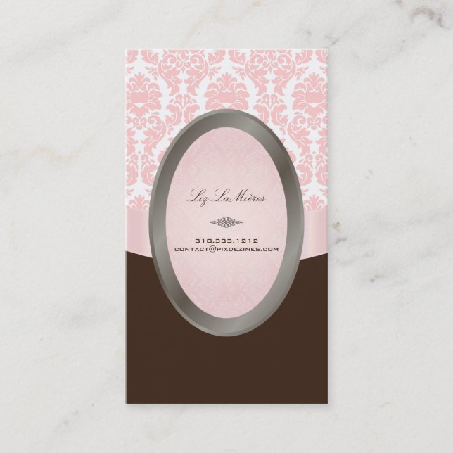 PixDezines versailles Damask/pink+Schokolade Visitenkarte (Vorderseite)