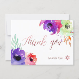 PixDezines Vielen Dank/Floral/Wasserfarbe/Rose Dankeskarte