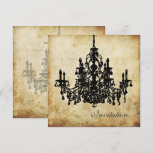 PixDezines VINTAG CHANDELIER / IMITAT PARCHMENT Einladung