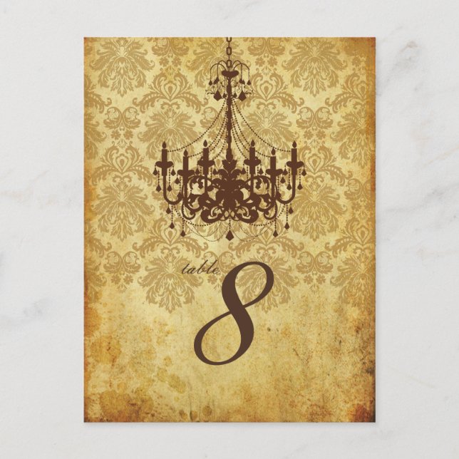 PixDezines Vintag Chandelier+Piqué Damask Postkarte (Vorderseite)