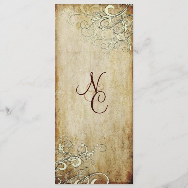 PixDezines Vintag Creme Wirbel Hochzeitsfeiern Programm (Vorderseite)