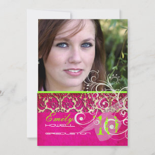 PixDezines Vintag Damask Swirl/Abschluss Einladung