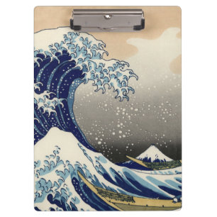 PixDezines Vintag, große Welle, Hokusai 葛飾北斎の神奈川沖浪 Klemmbrett