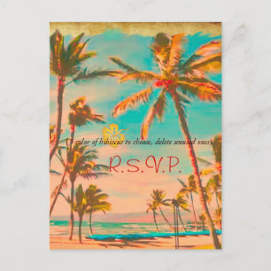 PixDezines Vintag Hawaiian Beach/aquamarin Einladungspostkarte