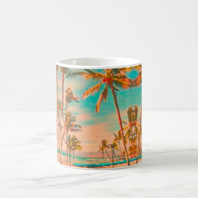 PixDezines Vintag Hawaiian Beach/Aquamarin Kaffeetasse (Mittel)