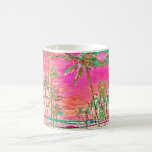 PixDezines Vintag Hawaiian Beach/Aquamarin+Orange Kaffeetasse