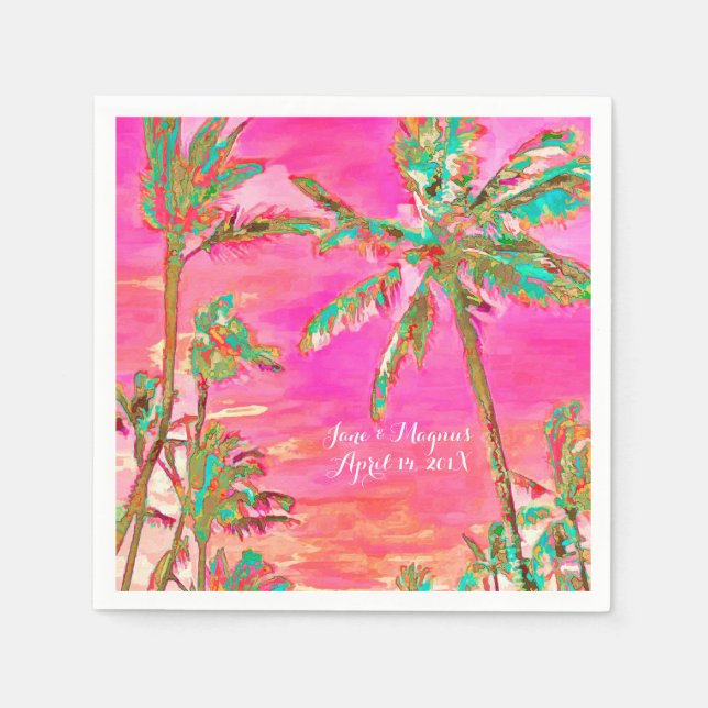 PixDezines Vintag Hawaiian Beach/Pink/Aquamarin Serviette (Vorderseite)