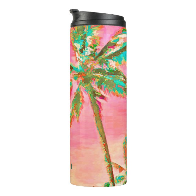PixDezines Vintag Hawaiian Beach/Pink/Aquamarin Thermosbecher (Nach rechts gedreht)