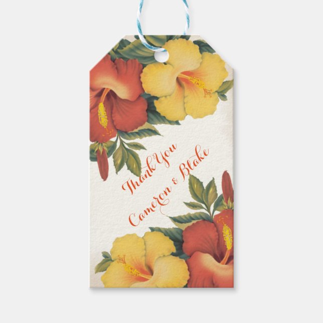 PixDezines Vintag/Hibiskus/ Geschenkanhänger (Vorderseite)