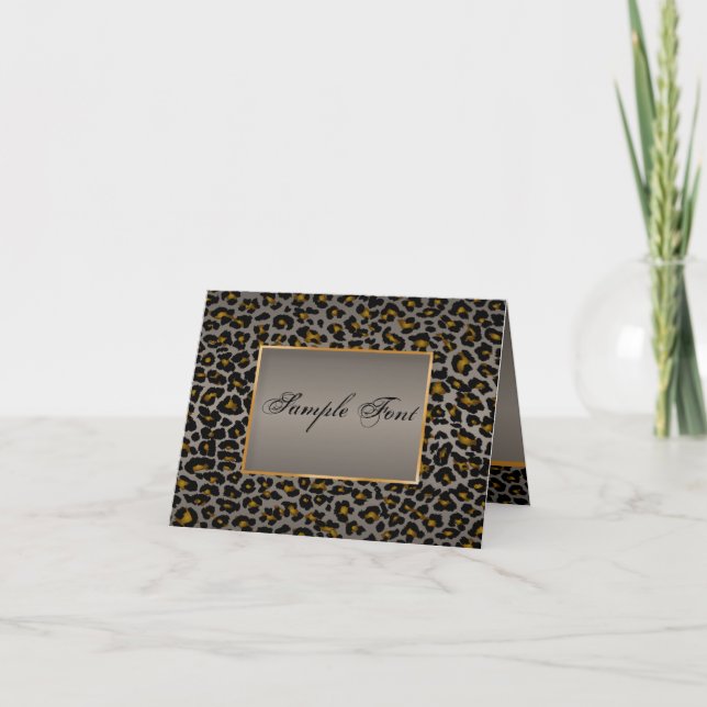 PixDezines VINTAG LEOPARD/GRAPHITE HINTERGRUND Dankeskarte (Vorderseite)