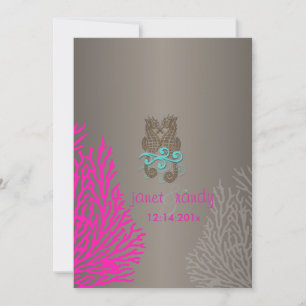PixDezines Vintag Pink Coral+Seepferd Einladung