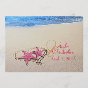 PixDezines Vintag Starfish/Beach Hochzeit Einladung
