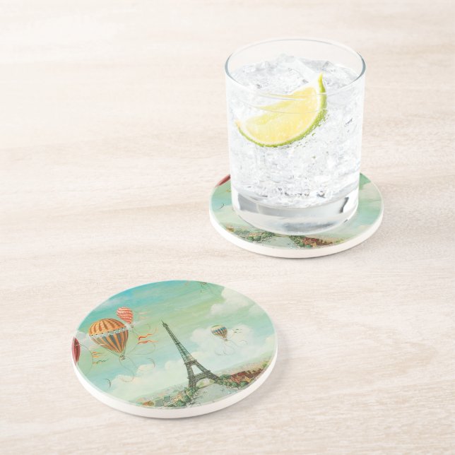 PixDezines Vintage Ballons/Eiffel/Paris Untersetzer (Seite)