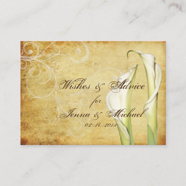 PixDezines Vintage Calla Lilies Conseils Cartes (Devant)