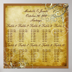 PixDezines vintage creme swirls Sitzplan Poster